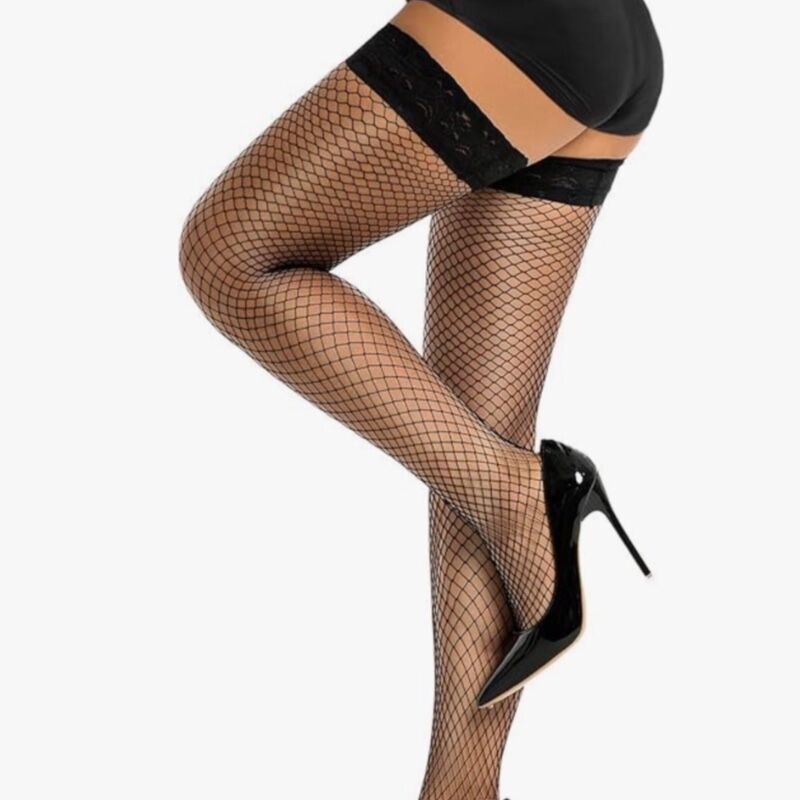 Lace Top Fishnet Thigh High Stockings