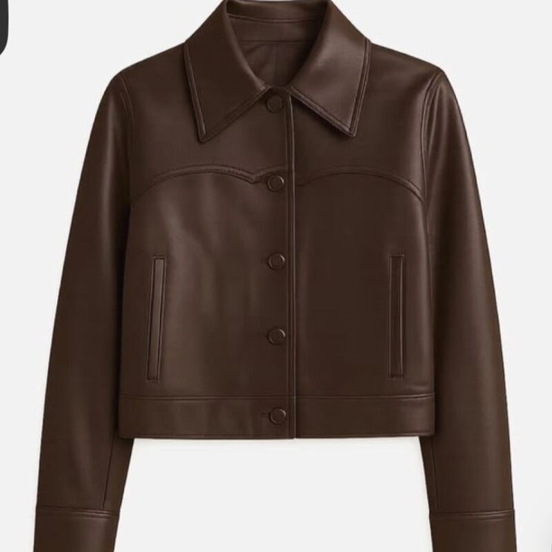 Cropped Sheepskin Leather Jacket